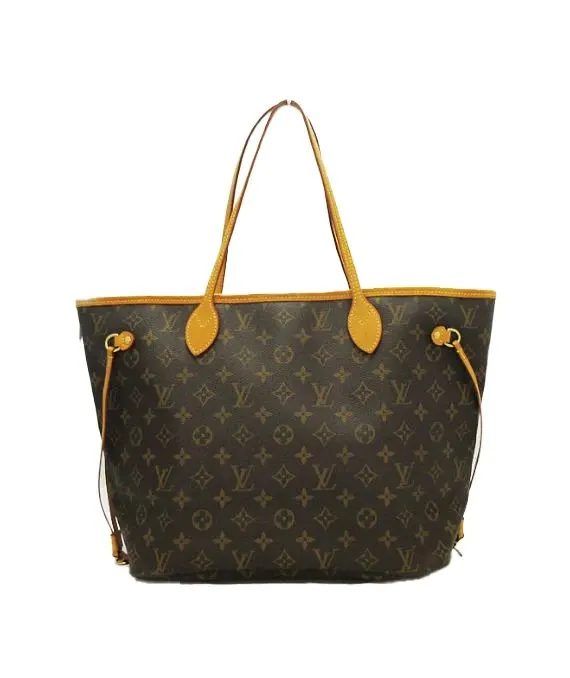 Louis Vuitton Brown Monogram Neverfull MM Tote Bag Brown Leather Very good - Front View