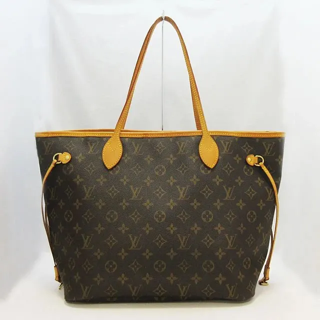 Louis Vuitton Brown Monogram Neverfull MM Tote Bag Brown Leather Very good - Back View