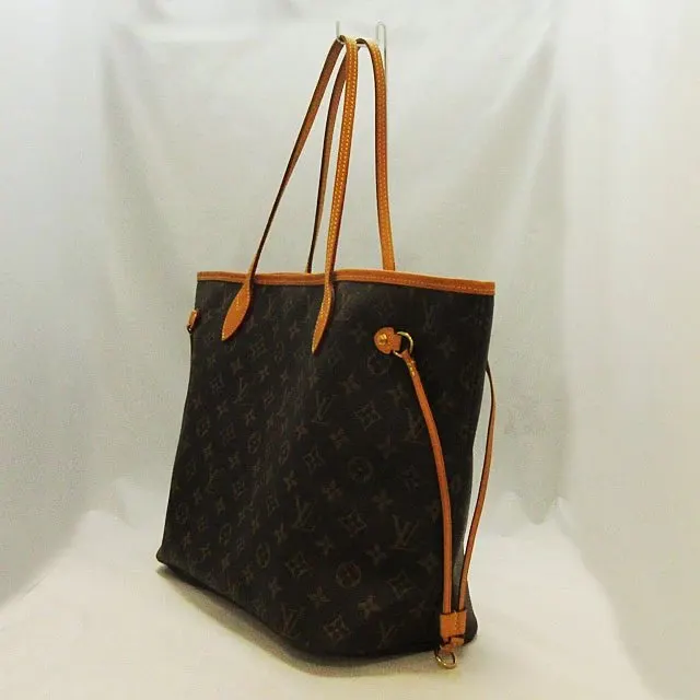 Louis Vuitton Brown Monogram Neverfull MM Tote Bag Brown Leather Very good - Model View