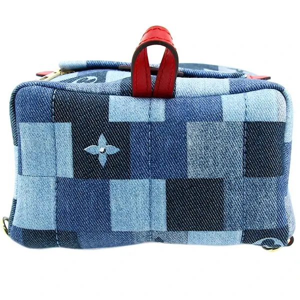 Louis Vuitton Denim Damier Monogram Patchwork Palm Springs Backpack Mini Blue Rouge Blue Canvas Very good - Box View