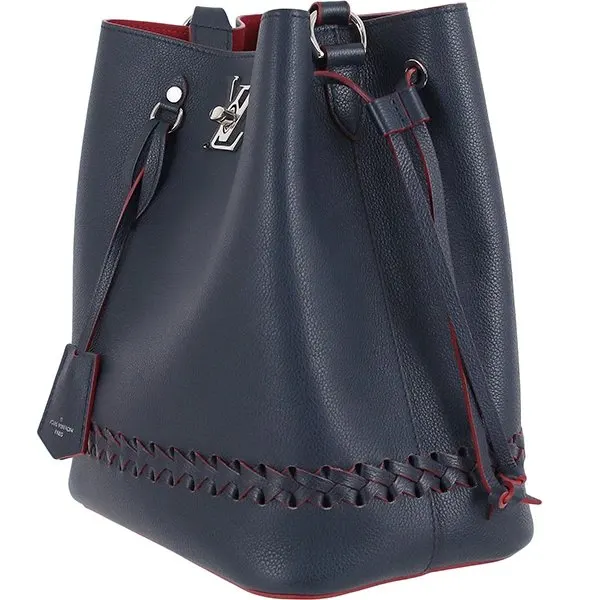 Louis Vuitton Blue Leather Lock Me Bucket Bag Blue Leather Very good - Inside View