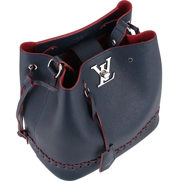 Louis Vuitton Blue Leather Lock Me Bucket Bag Blue Leather Very good - Model View