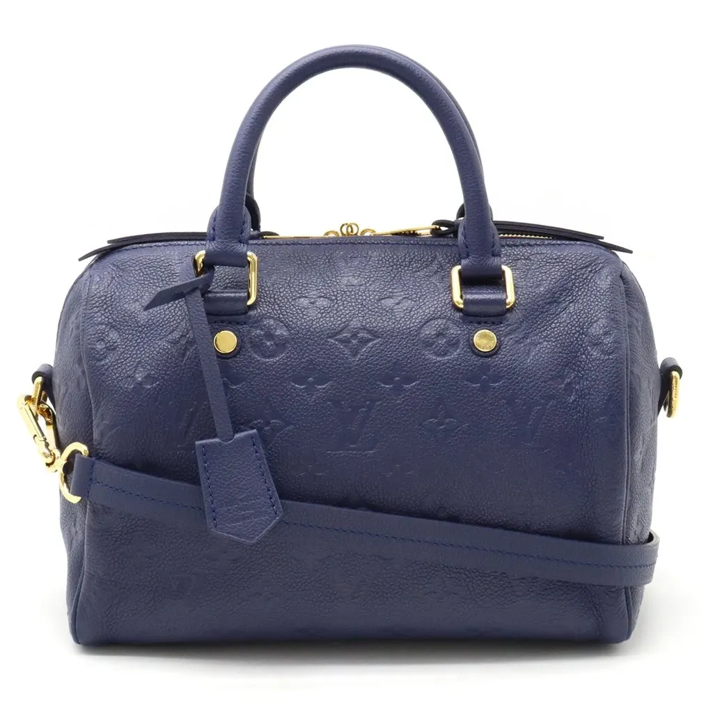 Louis Vuitton Blue Monogram Empreinte Speedy Bandouliere 25 Satchel Bag Blue Leather Very good - Front View