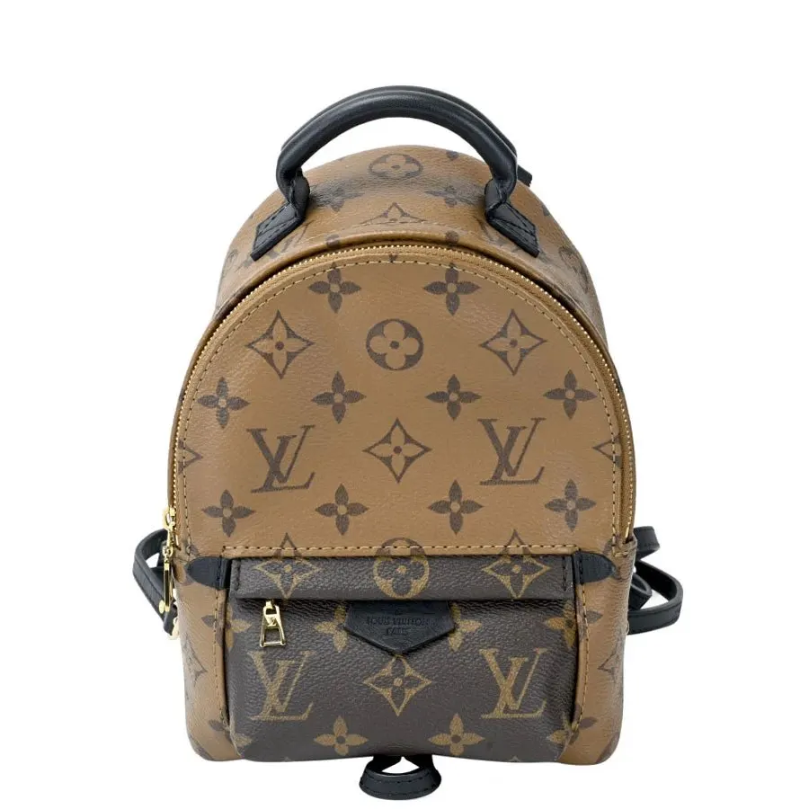 Louis Vuitton Springs Mini Monogram Reverse Brown PVC Coated Canvas Backpack Brown Leather Very good - Front View