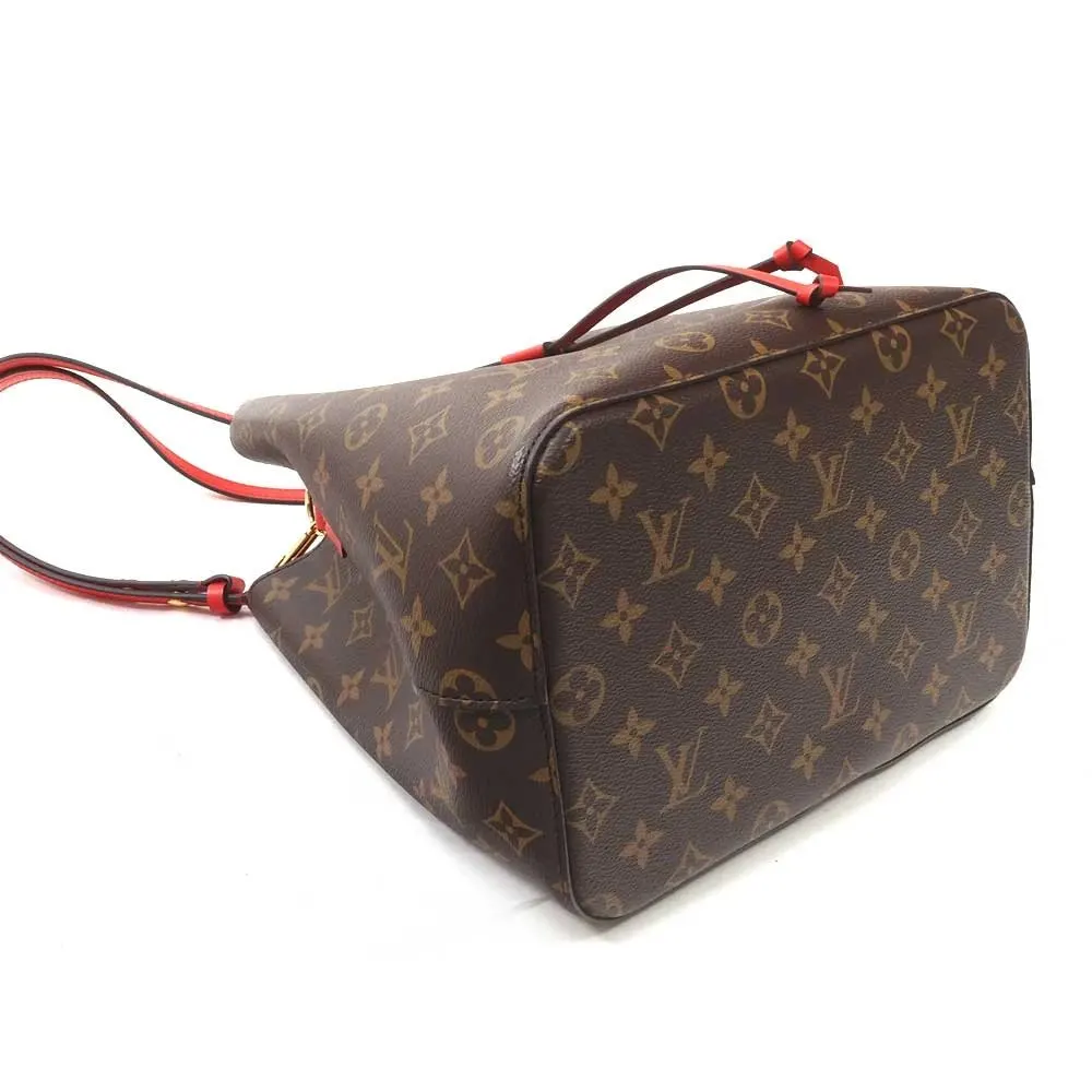Louis Vuitton Red/Brown NeoNoe Handbag Monogram Canvas MM Bucket Bag Brown Canvas Very good - Inside View