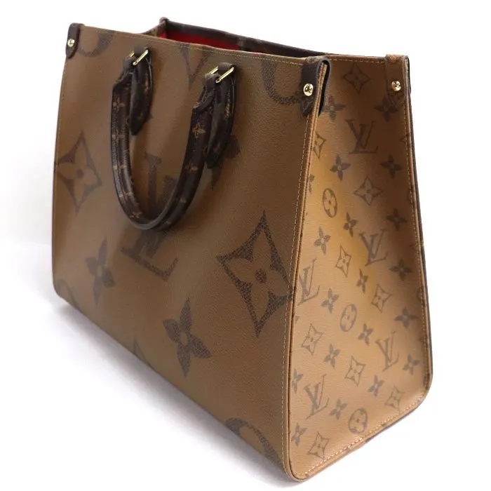 Louis Vuitton Reverse Monogram On The Go MM Shoulder Bag MultiColor Leather Very good - Back View