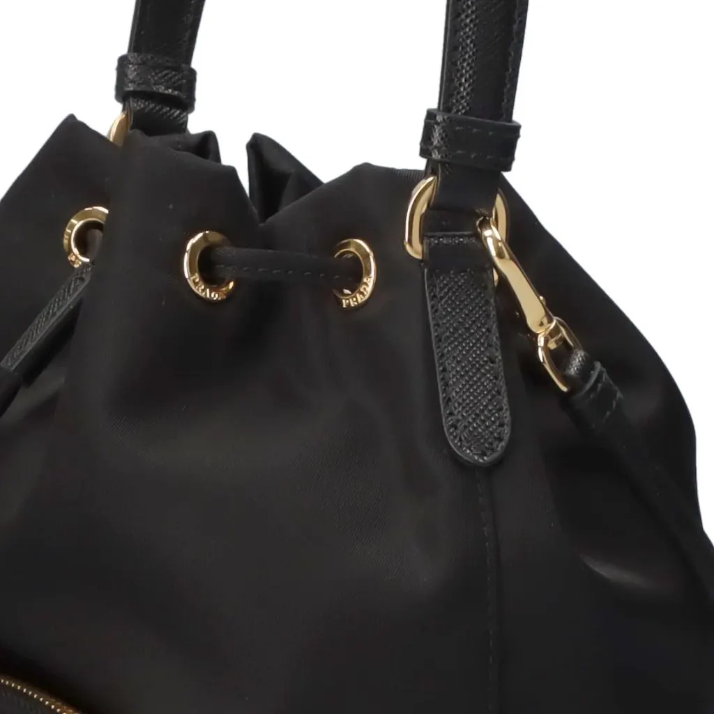 Prada Black Duet Re-Nylon Bucket Bag Black Polyamide Never worn - Box View