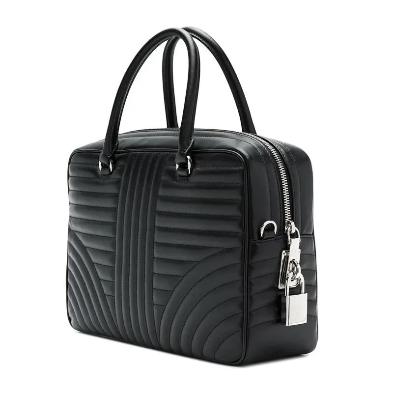 Prada Black Leather Bauletto Satchel Bag Black Leather Never worn - Box View