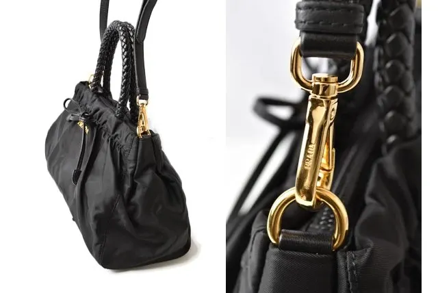 Prada Black Tessuto Nylon Bow Crossbody Tote Bag Black Very good - Inside View