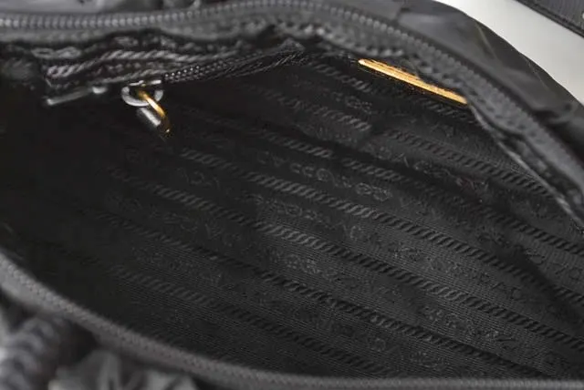 Prada Black Tessuto Nylon Bow Crossbody Tote Bag Black Very good - Model View