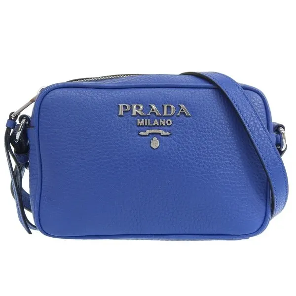 Prada Blue Calfskin Mini Zip Crossbody Bag Blue Leather Very good - Back View