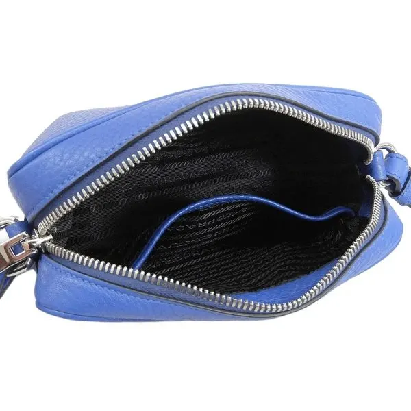 Prada Blue Calfskin Mini Zip Crossbody Bag Blue Leather Very good - Box View