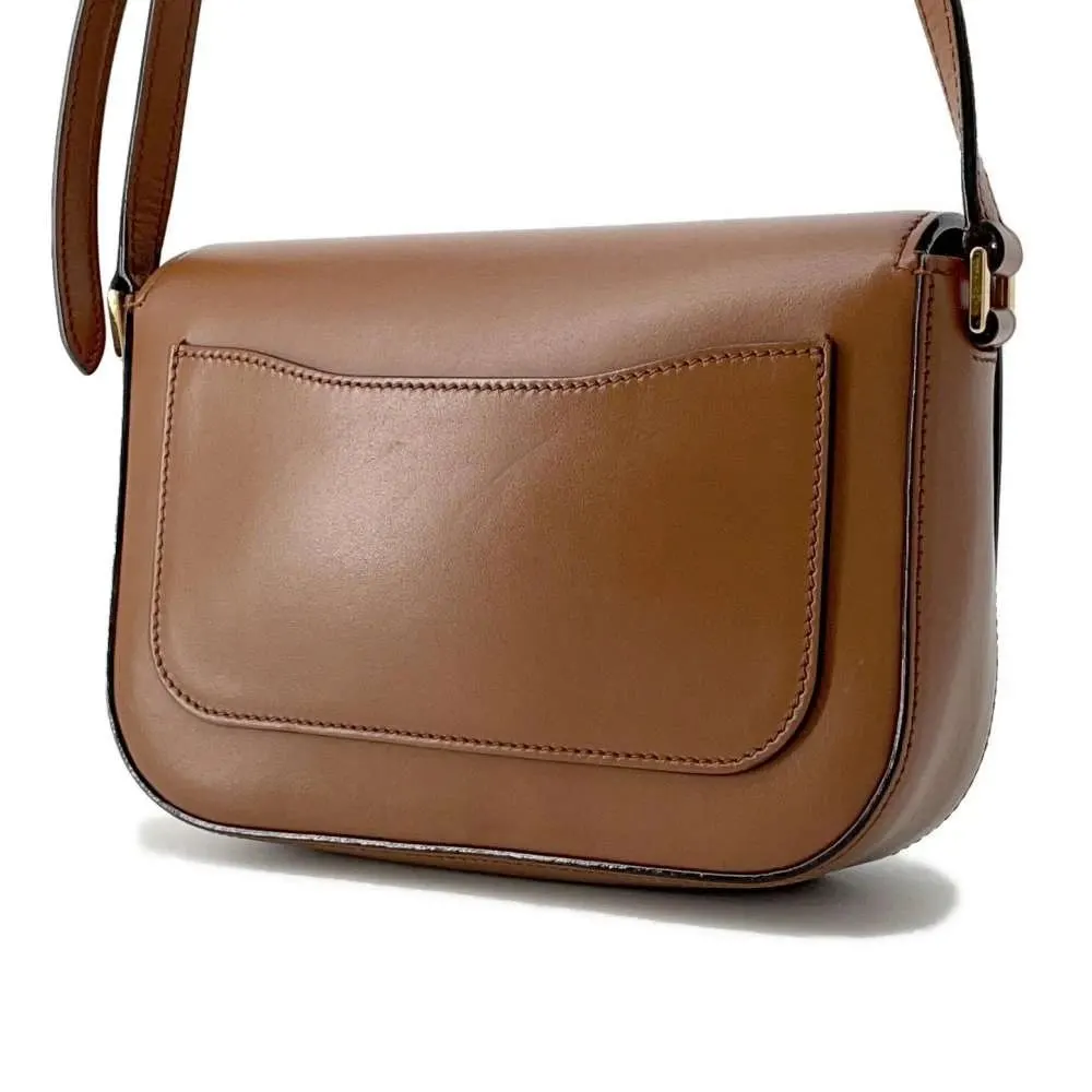 Prada City Calf Leather Brown Crossbody Bag Brown Leather Very good - Back View