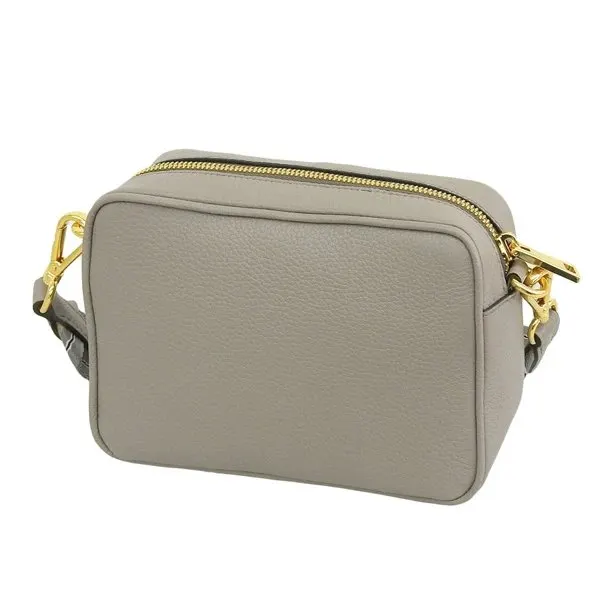 Prada Grey Leather Logo Shoulder Bag Grey Leather Never worn - Model View