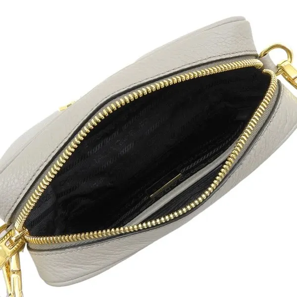 Prada Grey Leather Logo Shoulder Bag Grey Leather Never worn - Box View