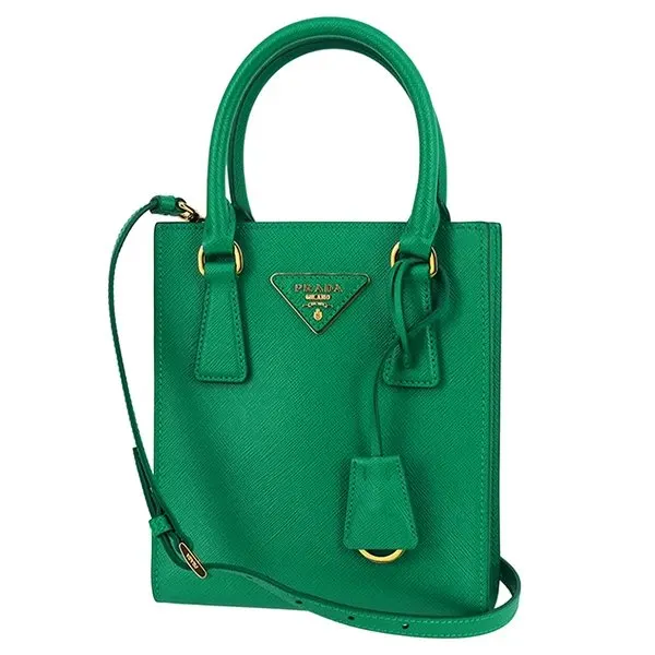 Prada Mango Green Saffiano Leather Mini Tote Bag Green Leather Never worn - Front View