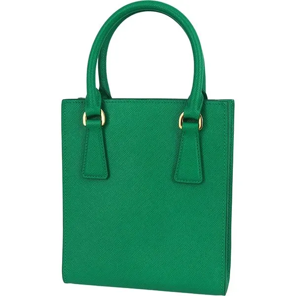 Prada Mango Green Saffiano Leather Mini Tote Bag Green Leather Never worn - Back View