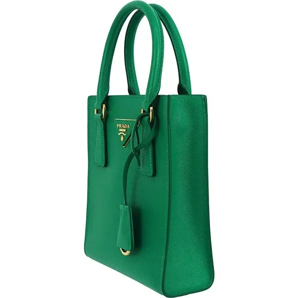 Prada Mango Green Saffiano Leather Mini Tote Bag Green Leather Never worn - Inside View
