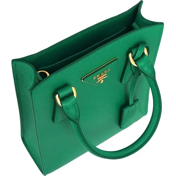 Prada Mango Green Saffiano Leather Mini Tote Bag Green Leather Never worn - Model View