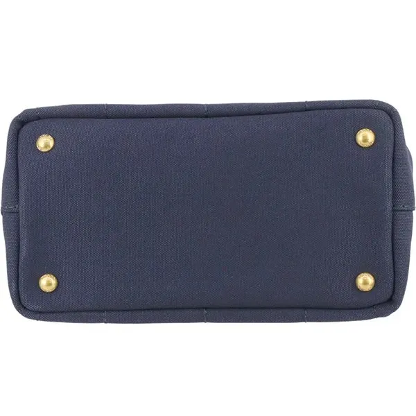 Prada Navy Blue Canvas Canapa Logo Handbag Blue Canvas Very good - Model View