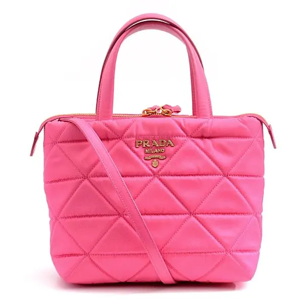 Prada Pink Re Nylon Zip Tote Bag Pink Very good - Front View