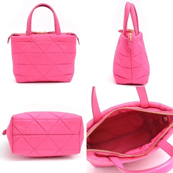Prada Pink Re Nylon Zip Tote Bag Pink Very good - Back View