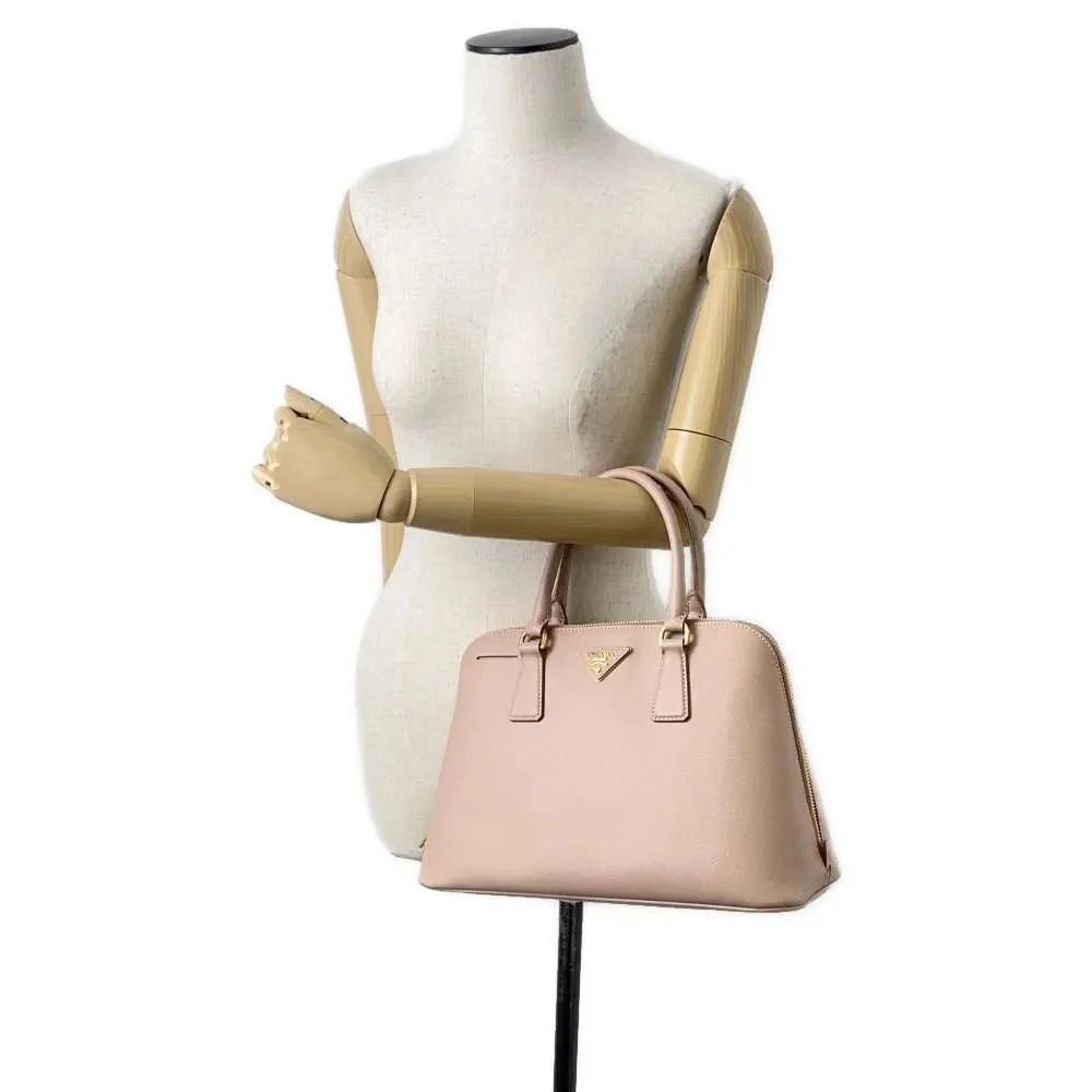 Prada Pink Saffiano Leather Tote Bag Pink Leather Very good - Model View