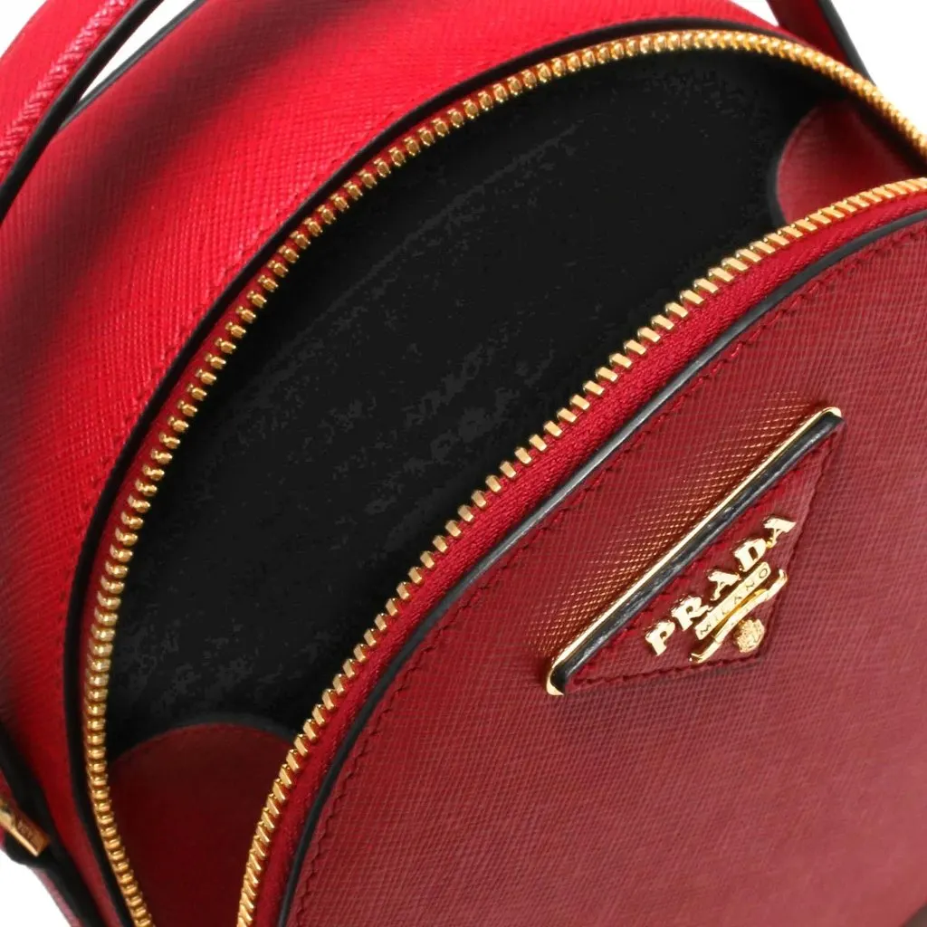 Prada Red Saffiano Leather Triangle Logo Mini Rucksack Bag Red Canvas Never worn - Box View