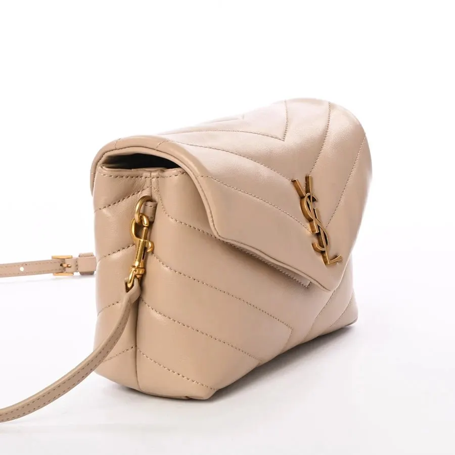 Saint Laurent Beige Calfskin Leather Loulou Toy Crossbody Bag Beige Leather Very good - Back View