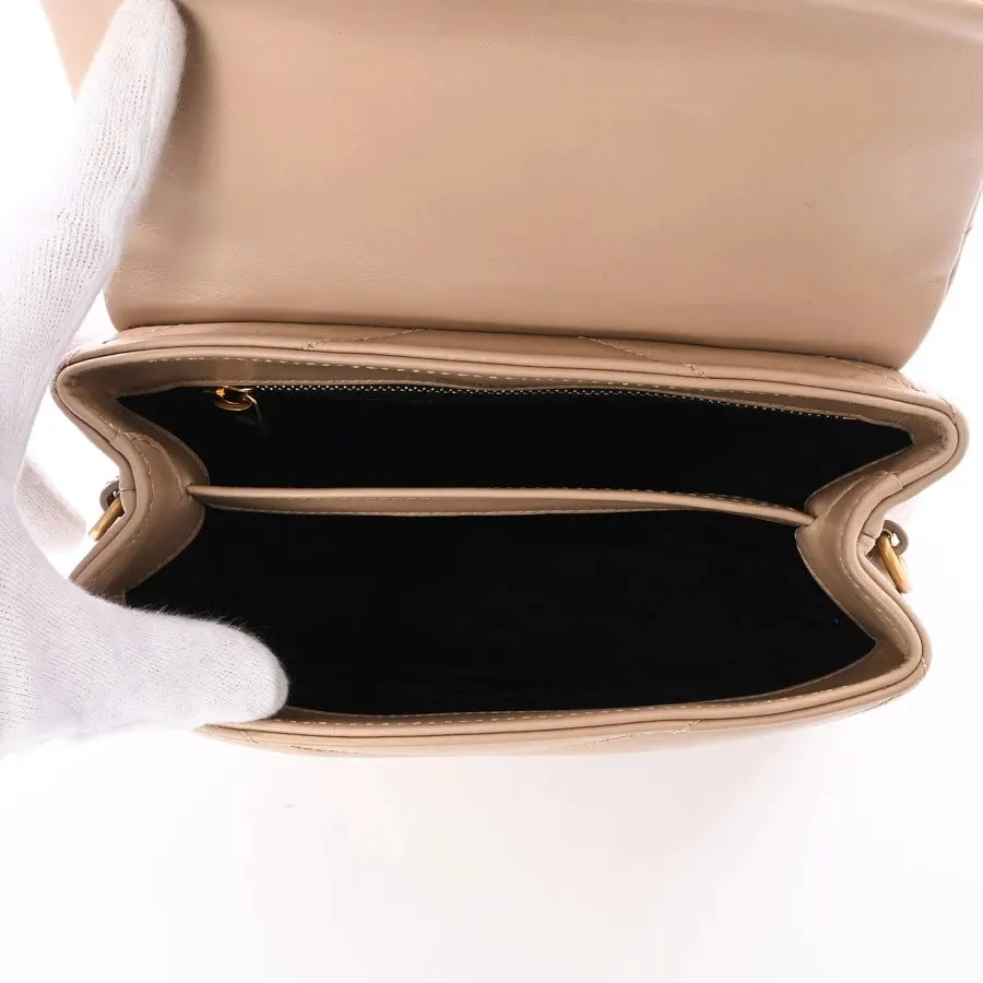 Saint Laurent Beige Calfskin Leather Loulou Toy Crossbody Bag Beige Leather Very good - Model View