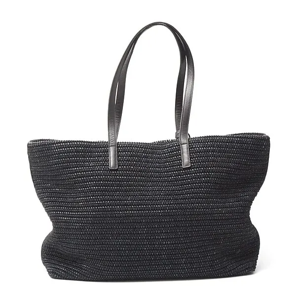 Saint Laurent Black Cabas Noir Raffia Tote Bag Black Good - Back View