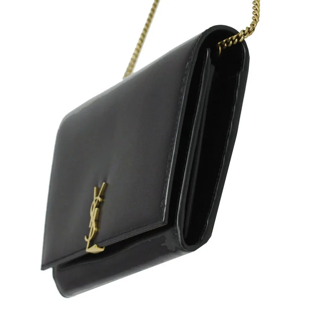 Saint Laurent Black Glossy Calfskin Monogram Chain Wallet Black Leather Very good - Inside View