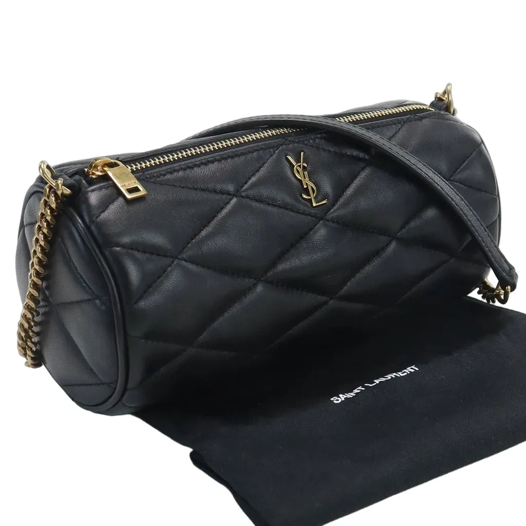 Saint Laurent Black Lambskin Leather Mini Sade Tube Bag Black Leather Very good - Front View