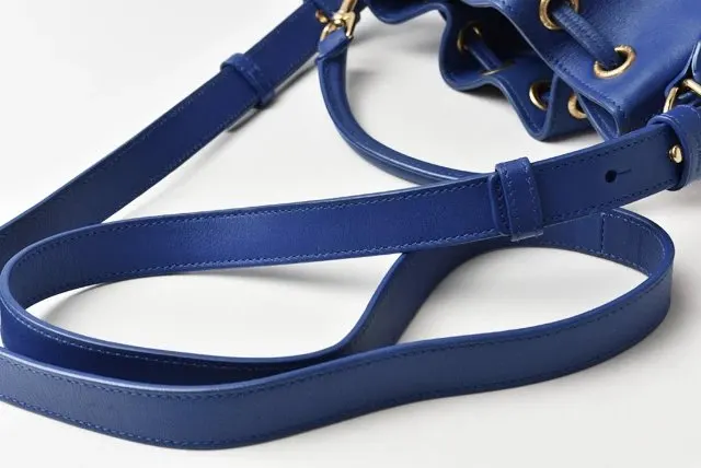 Saint Laurent Calfskin Small Emmanuelle blue Marjorelle Bucket Bag Blue Leather Very good - Box View