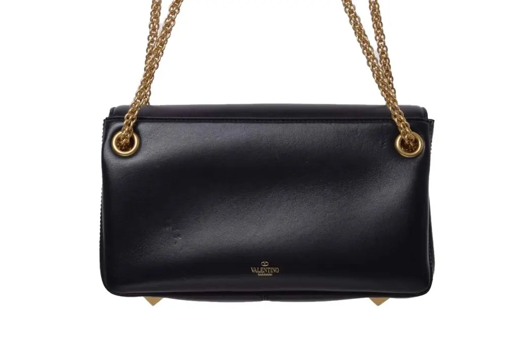 Valentino Black Leather VLogo Sign Shoulder Bag Black Leather Very good - Inside View