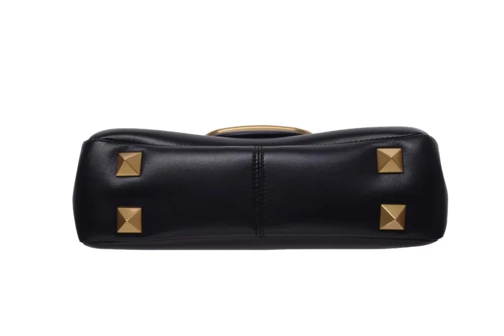 Valentino Black Leather VLogo Sign Shoulder Bag Black Leather Very good - Box View