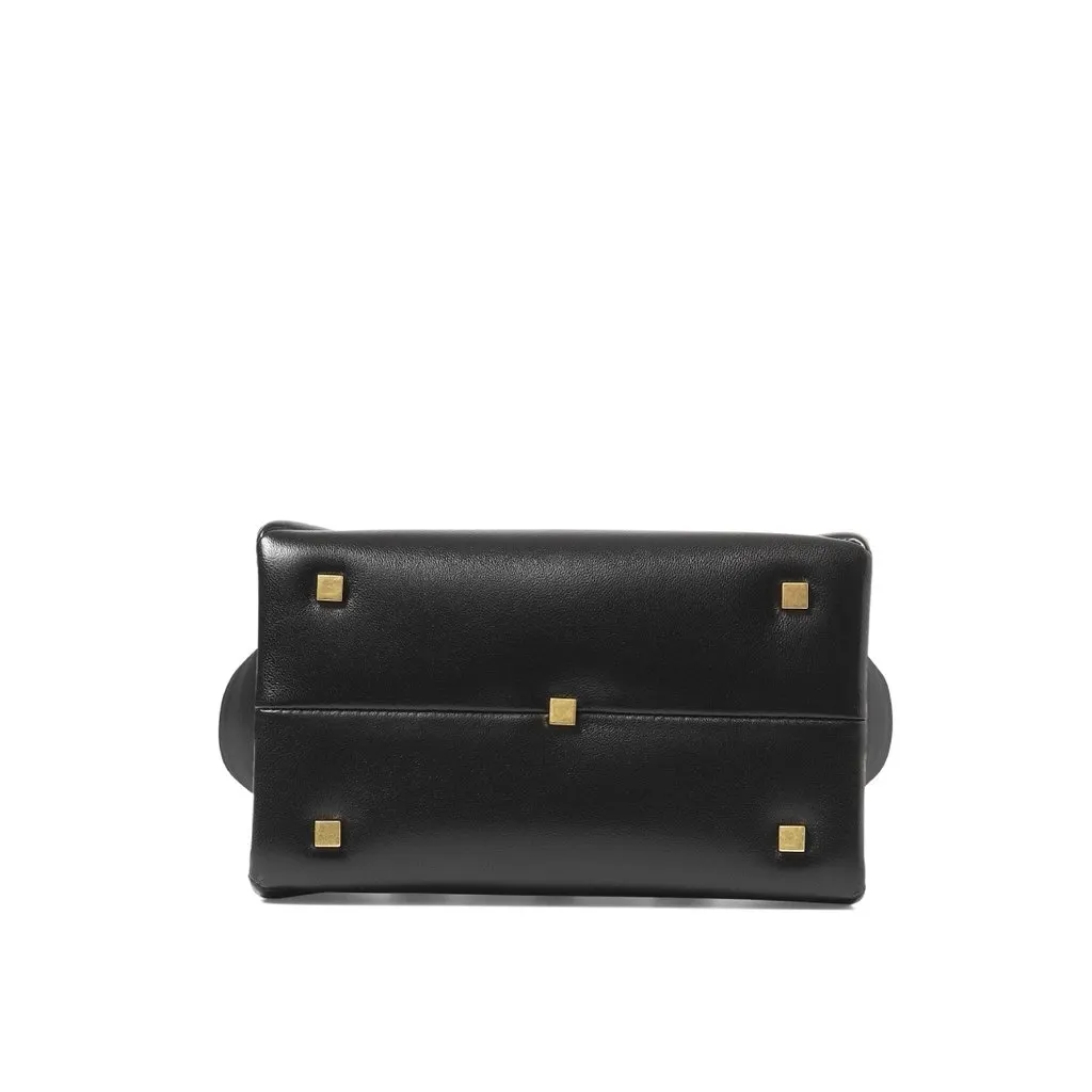 Valentino Garavani Black Lambskin Leather One Stud Crossbody Tote Bag Black Leather Very good - Inside View
