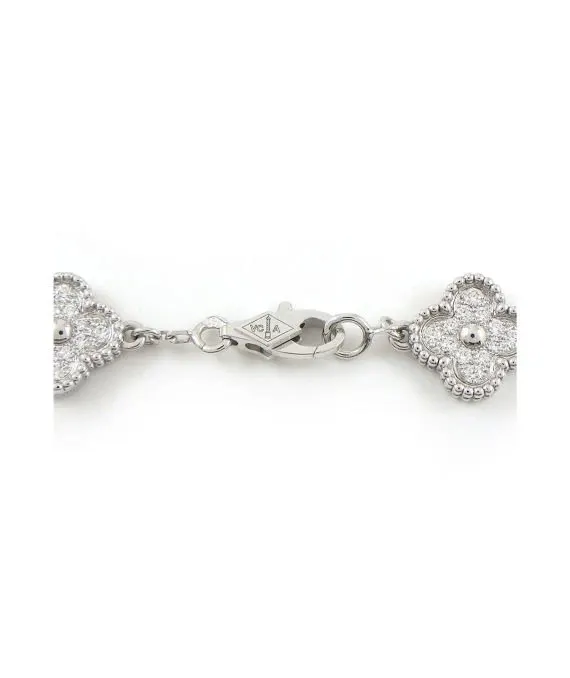 Van Cleef & Arpels Sweet Alhambra 6 Motifs Diamond Bracelet In 18k White Gold White Gold Very good - Inside View