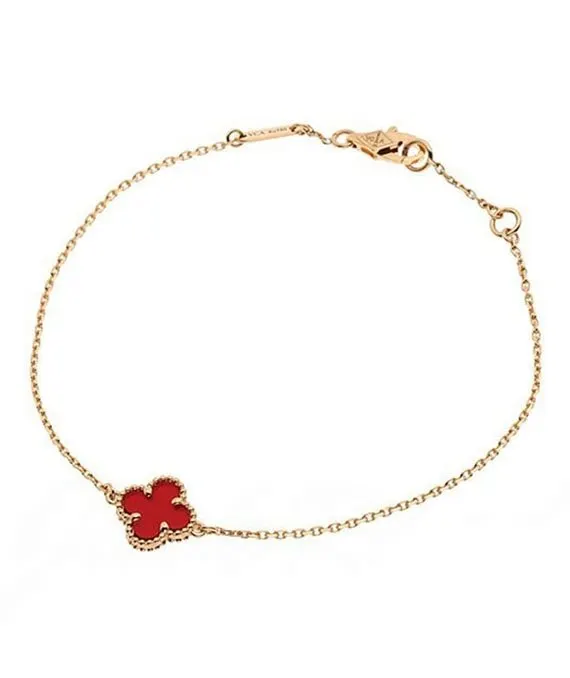 Van Cleef & Arpels Sweet Alhambra Carnelian Bracelet In 18k Pink Gold Pink Gold Very good - Front View
