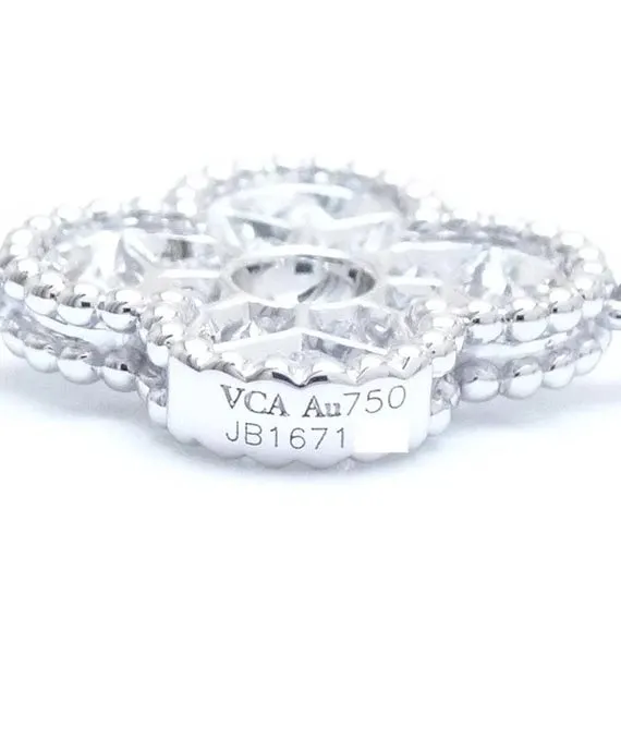Van Cleef & Arpels Vintage Alhambra Diamond 10 Motif 18k White Gold Necklace White Gold Very good - Inside View