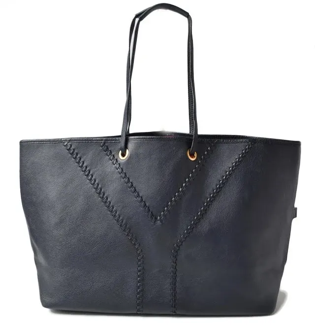 Saint Laurent Navy Blue/Rouge Leather Reversible Neo Double Tote Bag Blue Leather Very good - Front View