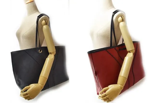 Saint Laurent Navy Blue/Rouge Leather Reversible Neo Double Tote Bag Blue Leather Very good - Back View