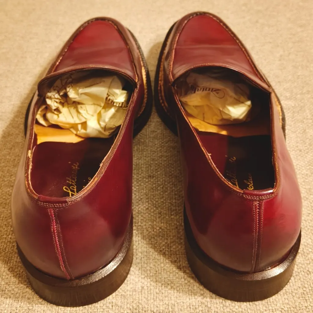 Unsigned Silvano Lattanzi-Pantofola mocassino Burgundy Leather Never worn - Back View