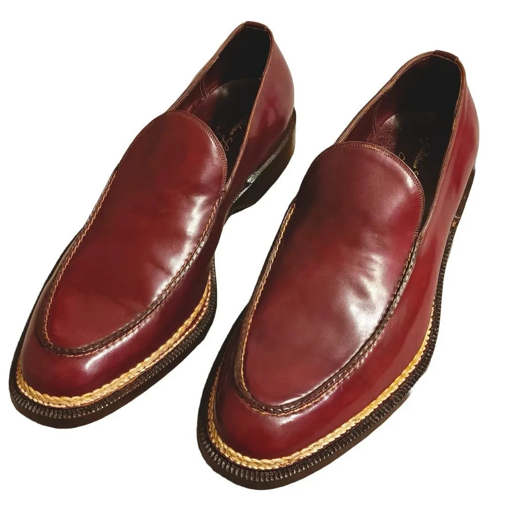 Unsigned Silvano Lattanzi-Pantofola mocassino Burgundy Leather Never worn - Front View