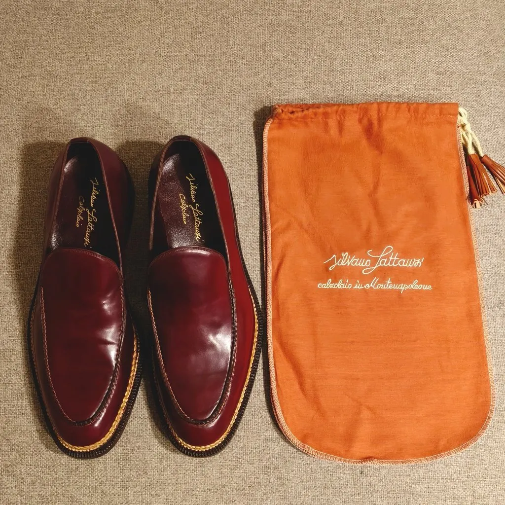 Unsigned Silvano Lattanzi-Pantofola mocassino Burgundy Leather Never worn - Inside View