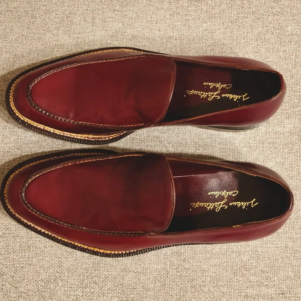 Unsigned Silvano Lattanzi-Pantofola mocassino Burgundy Leather Never worn - Box View