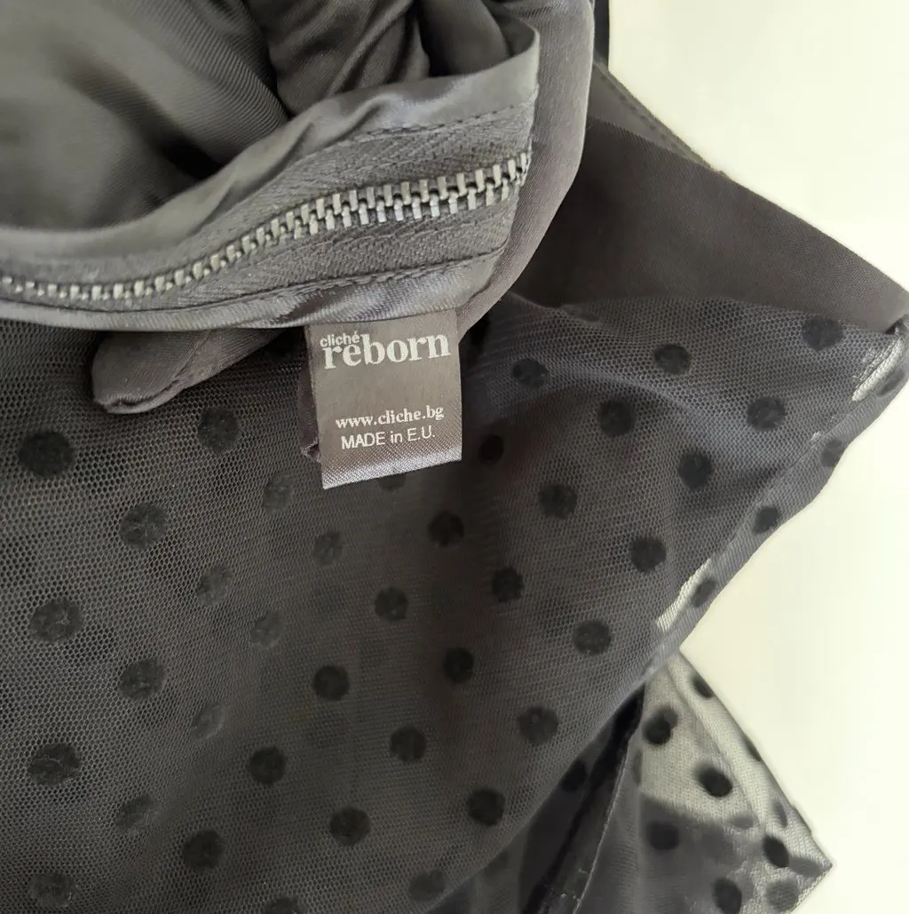 Unsigned Cliché Reborn Black Mesh Polka Dot Cocktail Dress Black Polyester Very good - Model View