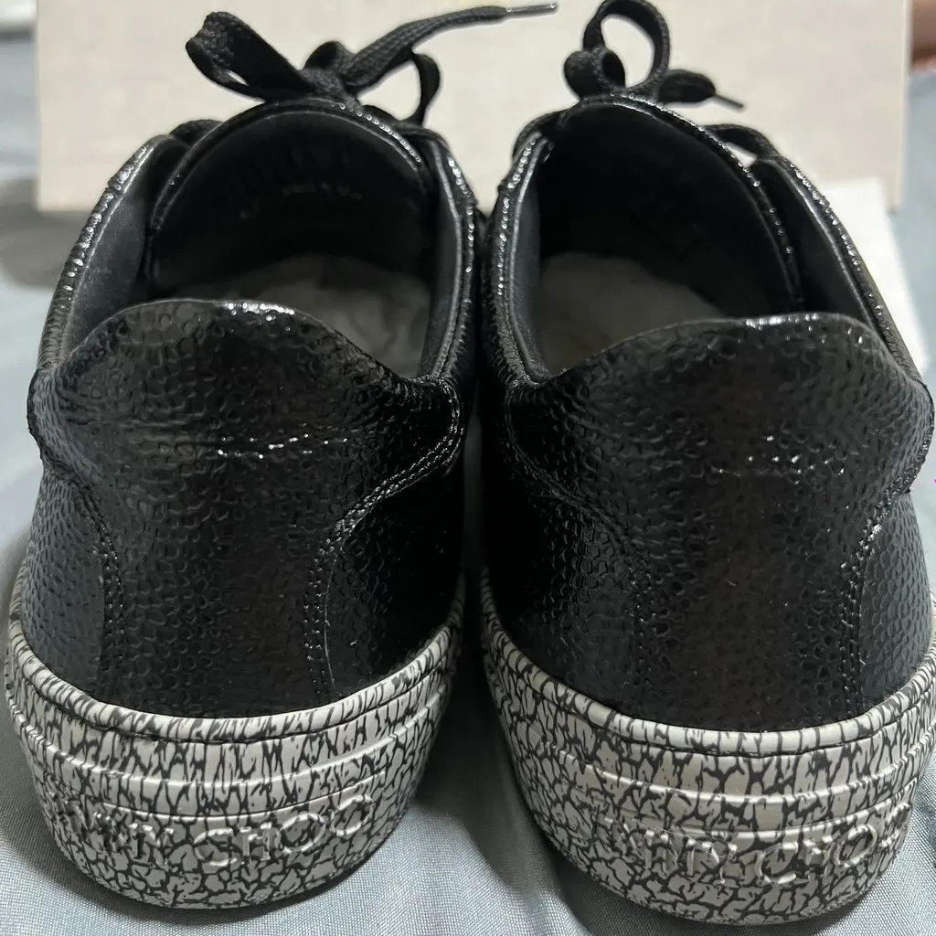 Jimmy Choo Portman low-top sneakers in black leather w/ grey sole Black Leather Very good - Back View