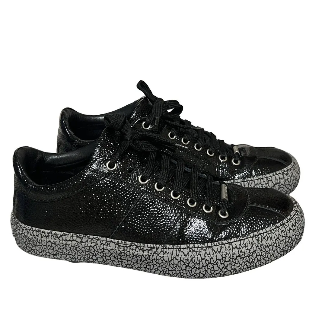 Jimmy Choo Portman low-top sneakers in black leather w/ grey sole Black Leather Very good - Front View