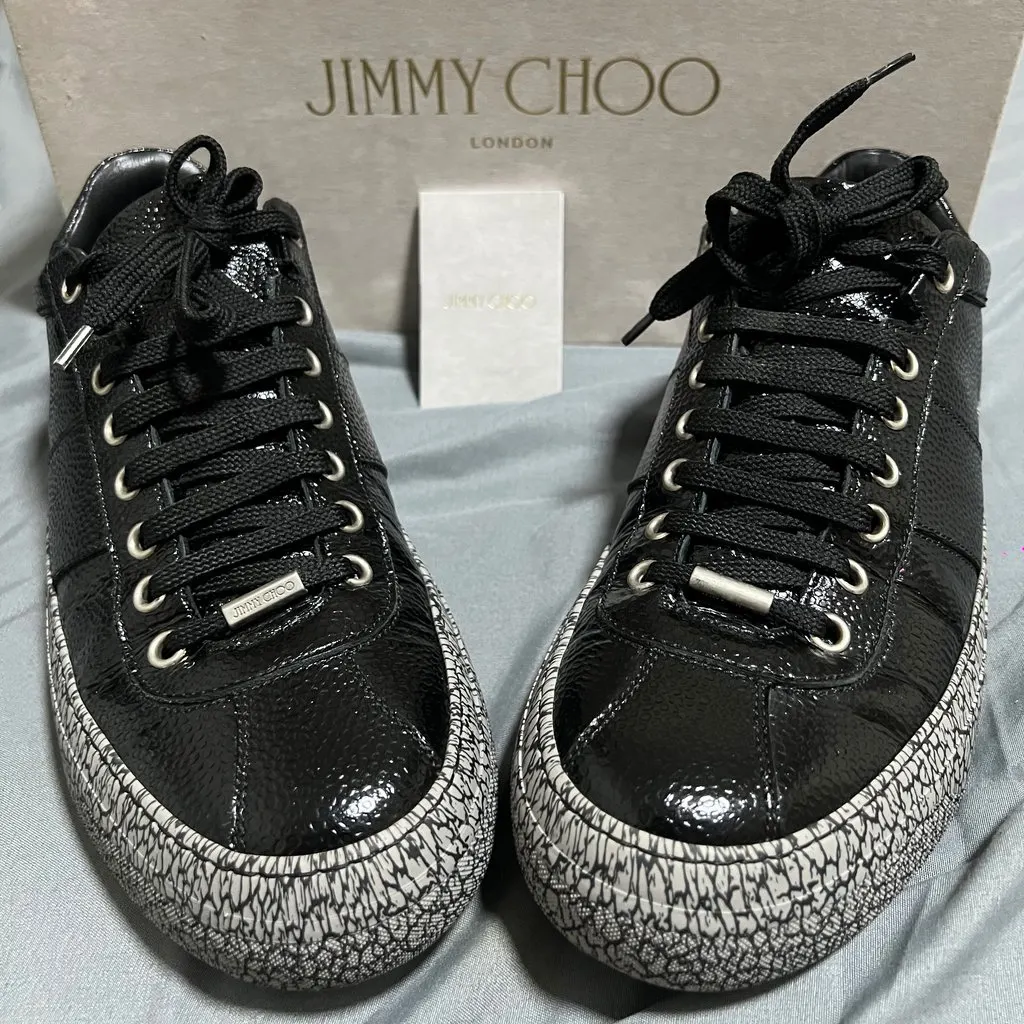 Jimmy Choo Portman low-top sneakers in black leather w/ grey sole Black Leather Very good - Inside View